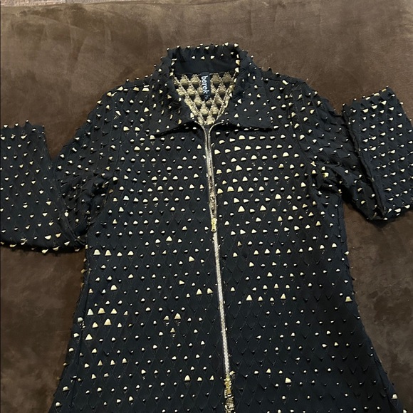 NWT Berek Black and Gold Textured Jacket. Gold inside. - Picture 2 of 7